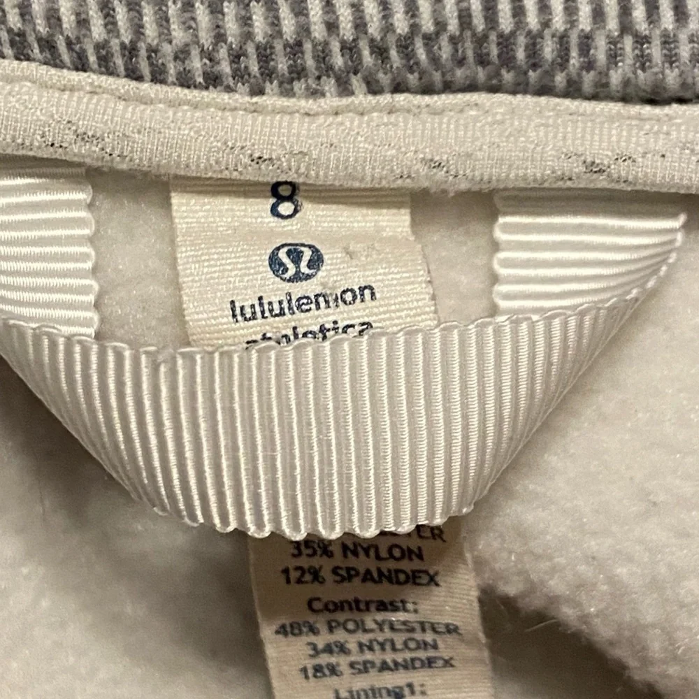 Lululemon Hooded Zip Up Athletic Sweatshirt Size 8 White